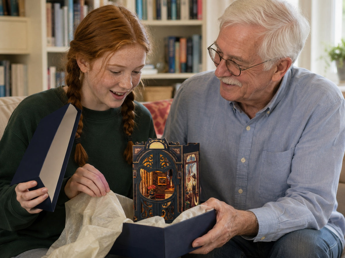 A young maker opening a miniature kit