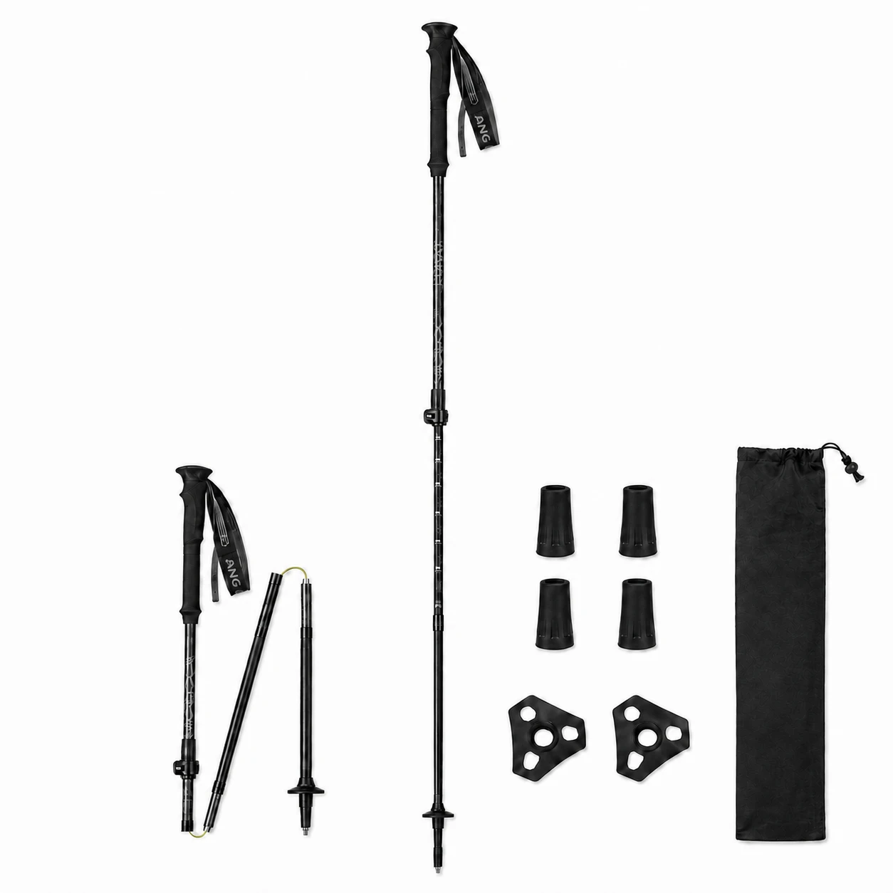 Carbon fiber trekking poles - Black