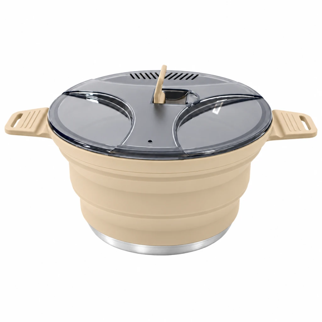 Collapsible Camping Pot, Khaki, view 1