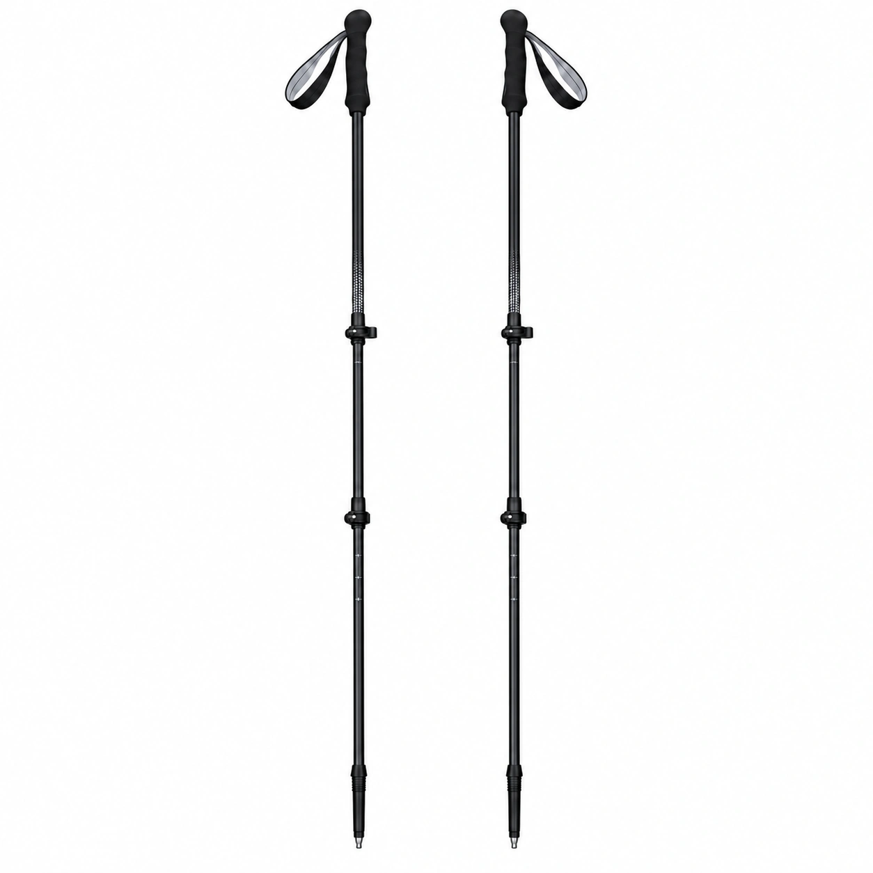 100% Carbon Fiber Trekking Poles Set - Black