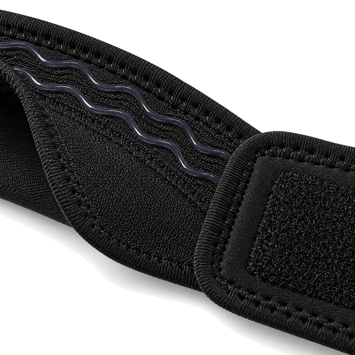 Close-up of interior silicone grip strips and hook-and-loop fabric